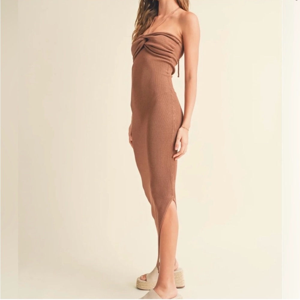 Tan Strapless Bodycon Dress for Cocktail